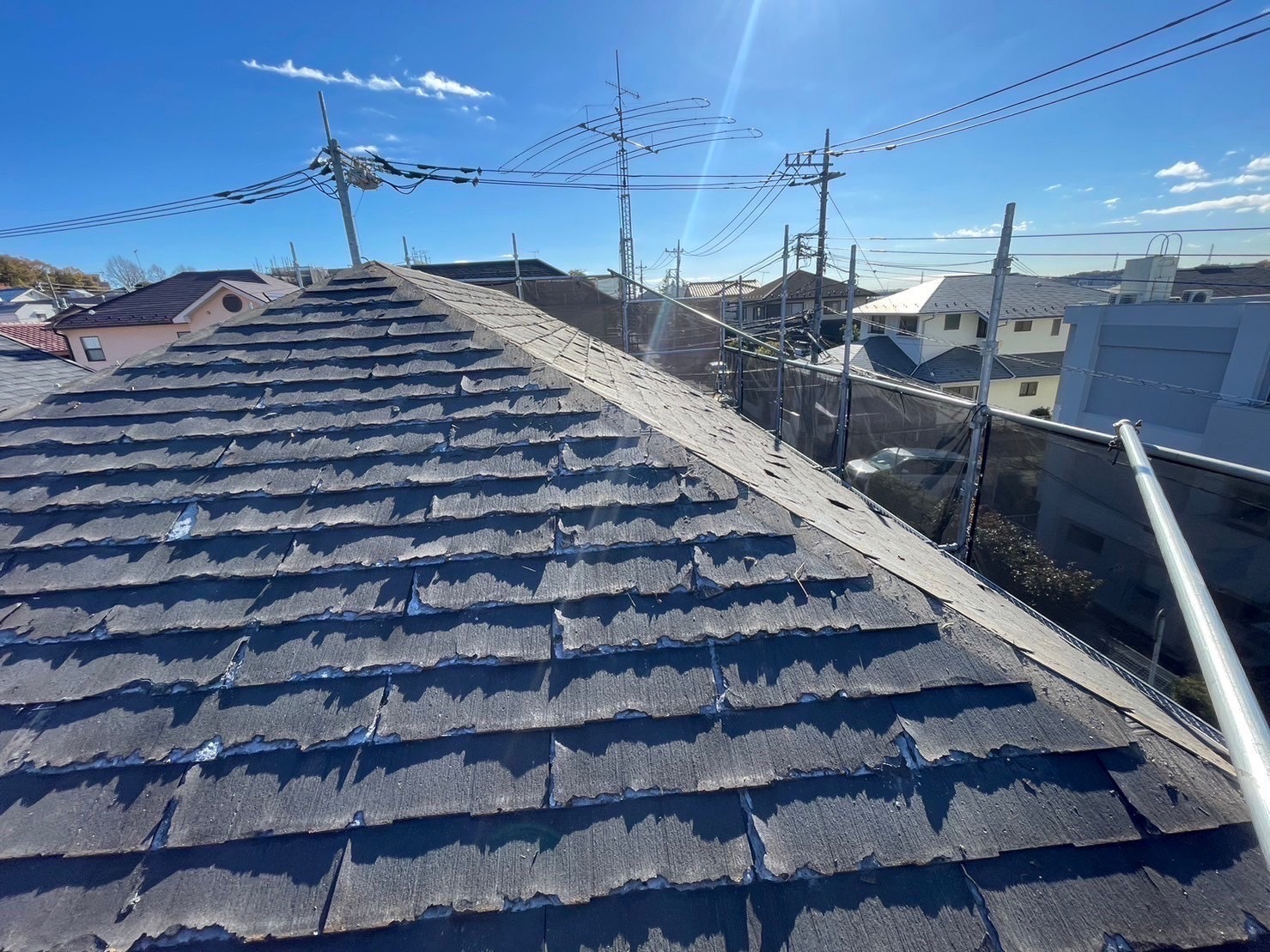 東京都文京区 屋根カバー工法・外壁塗装 施工前