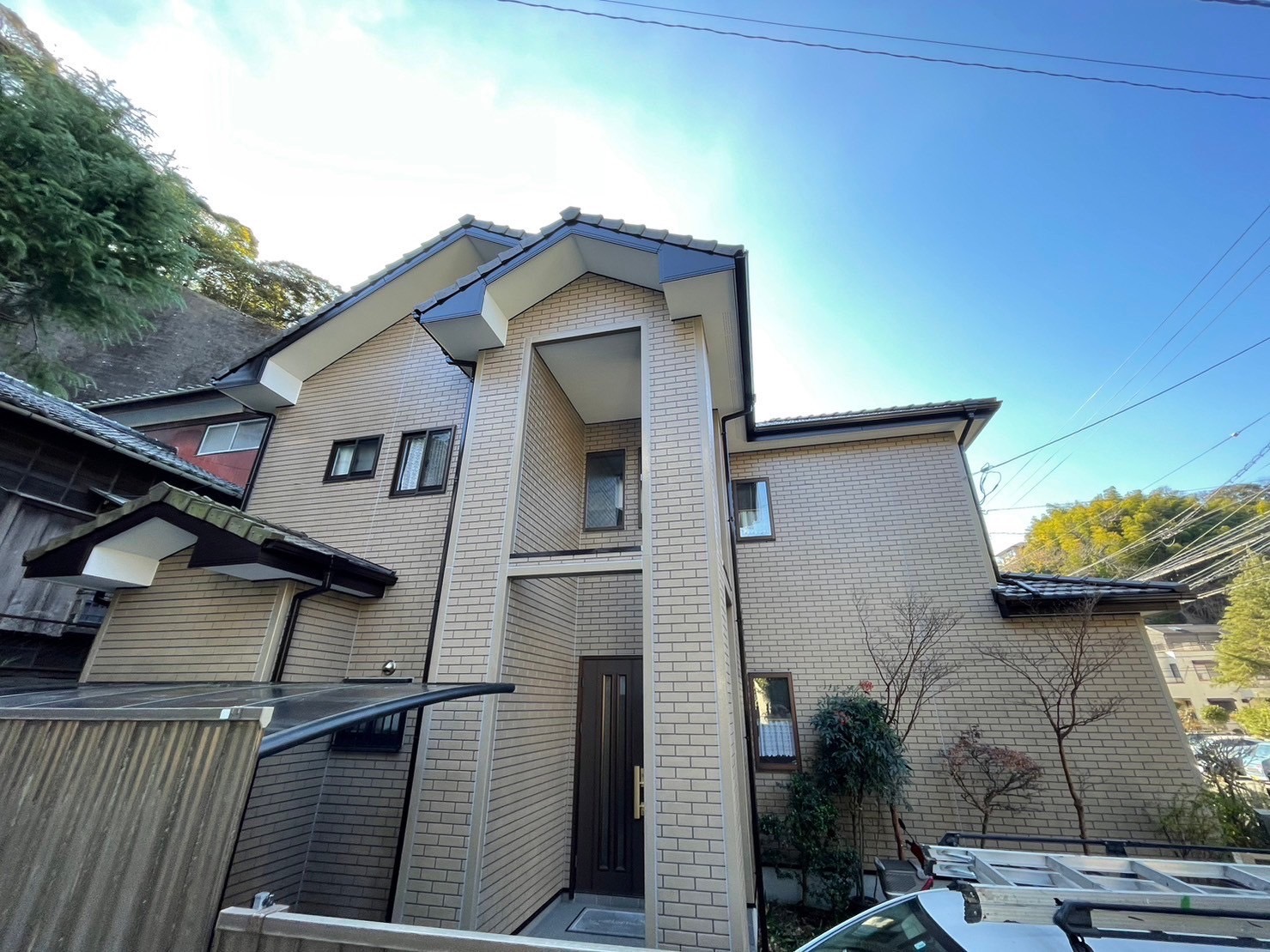 東京都福生市の外壁塗装事例:クリヤー塗装・シーリング工事後