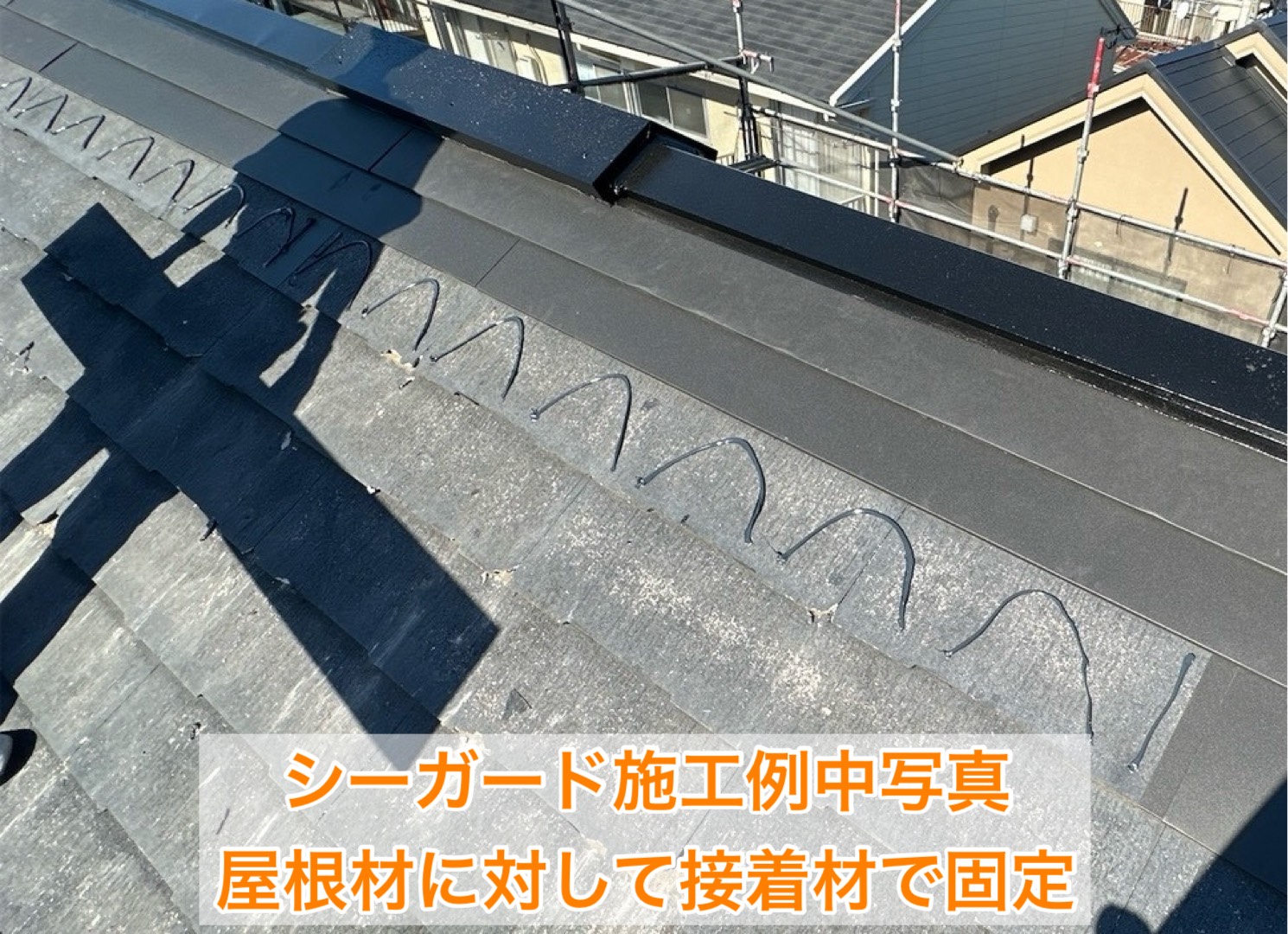 シーガード施工中の屋根