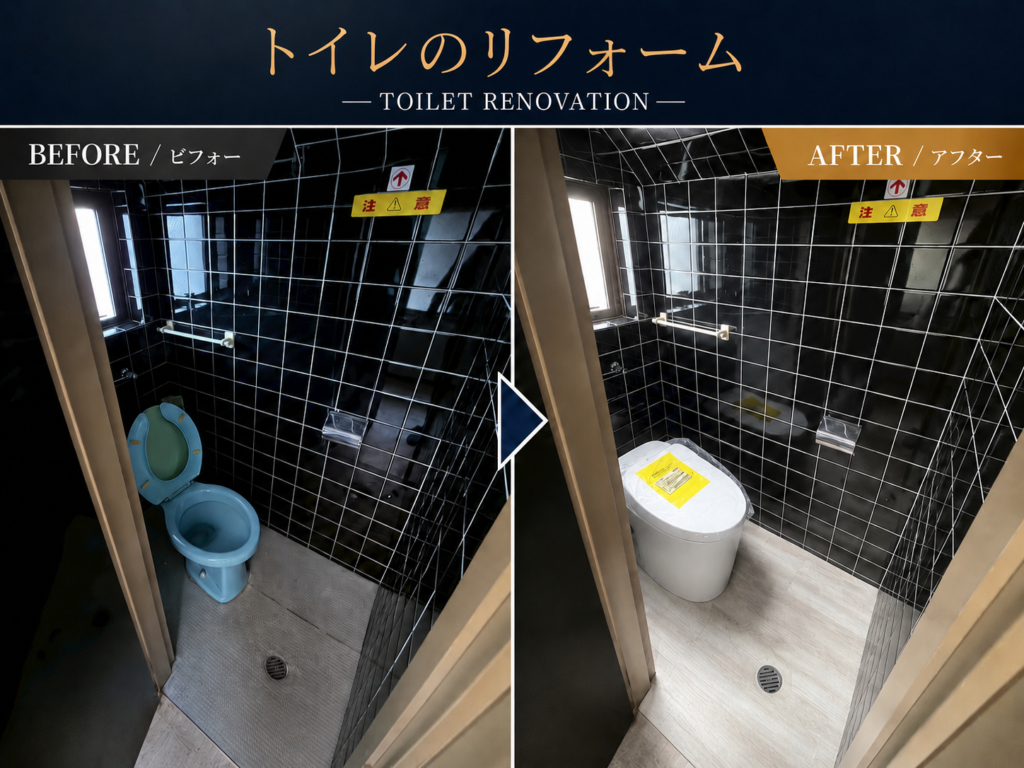 経年劣化によるトイレ交換の施工前・施工後