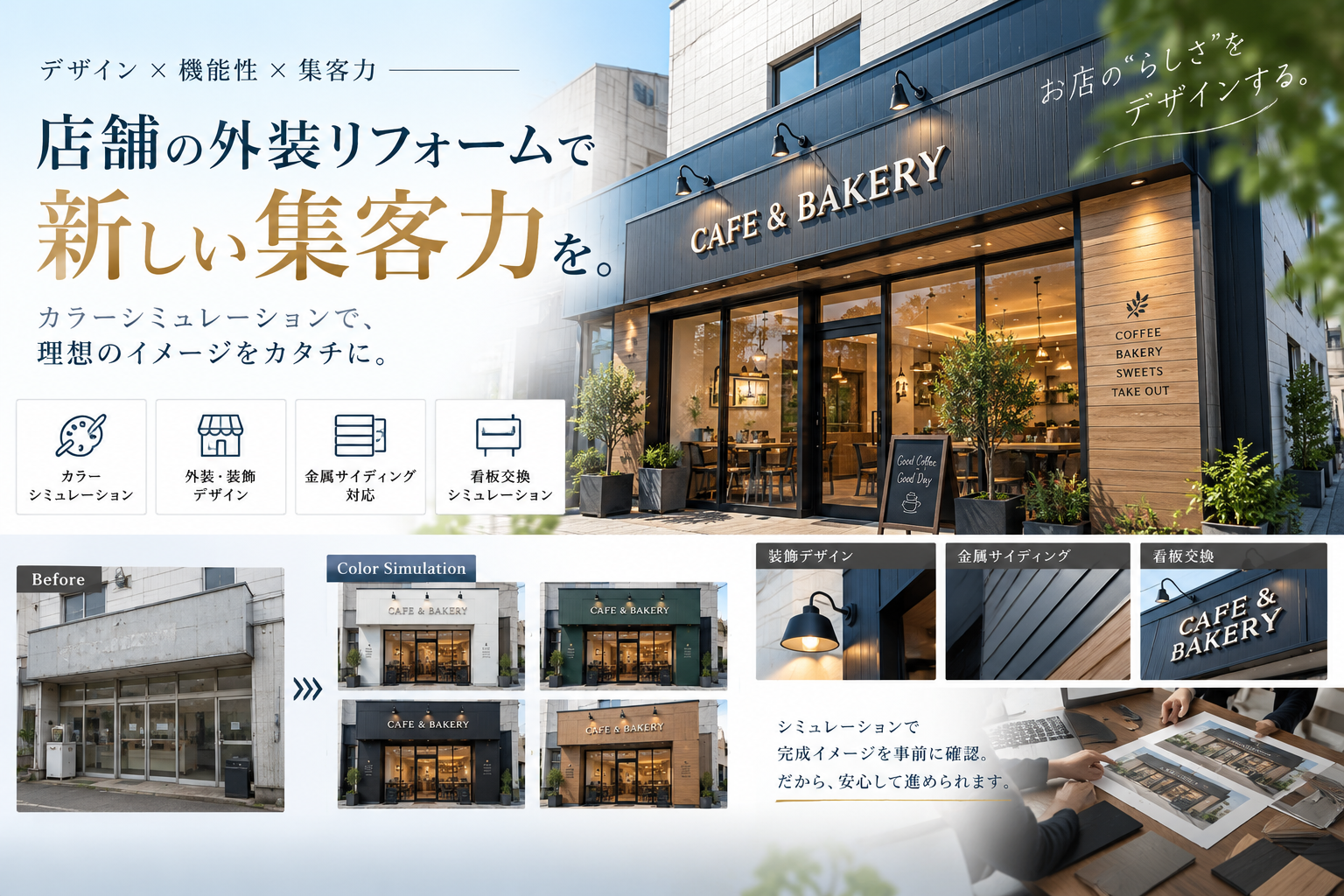 Example of store exterior renovation simulation
